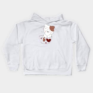 chat avec lunettes dans tasse de café Kids Hoodie